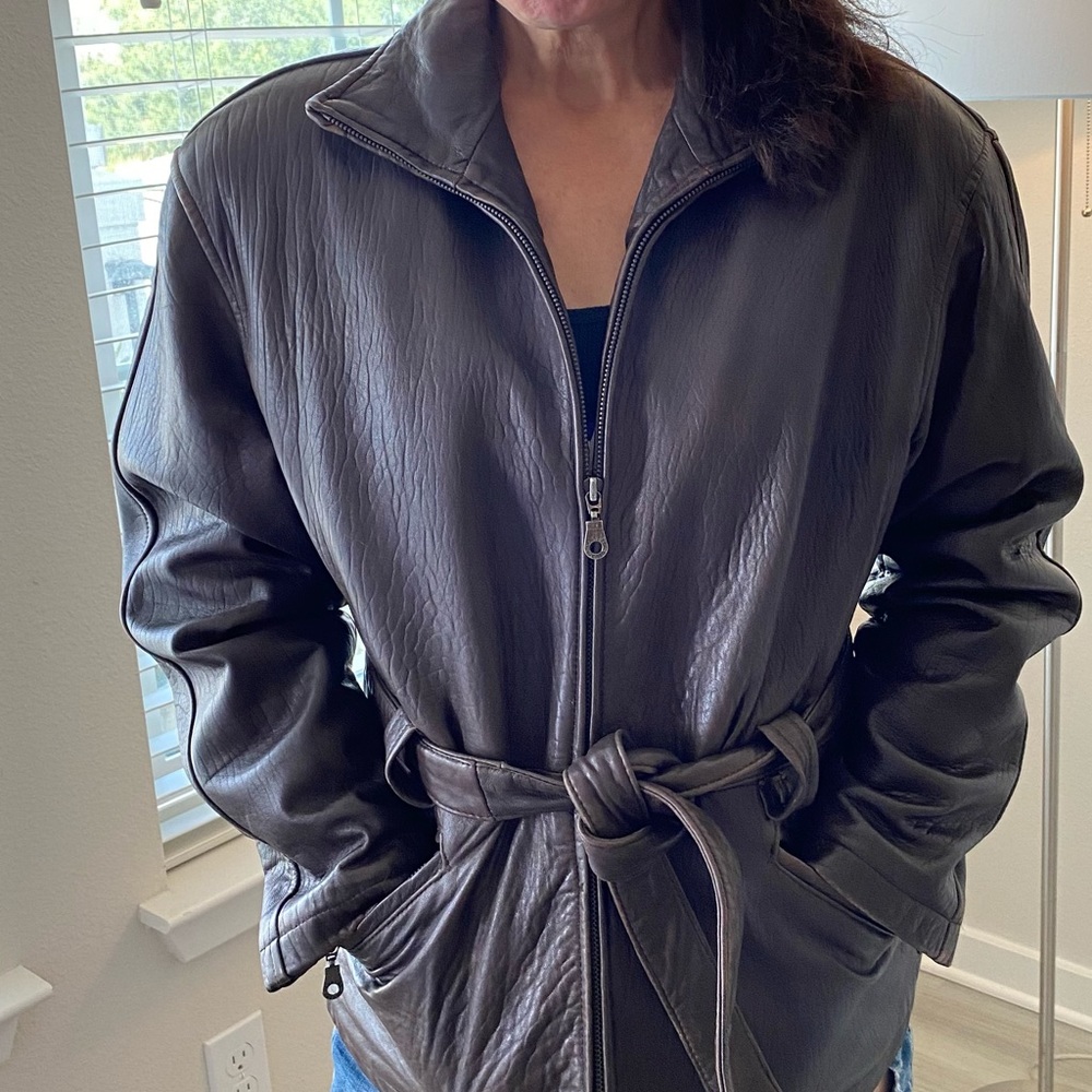 Women’s Brown Leather Jacket, Size Small